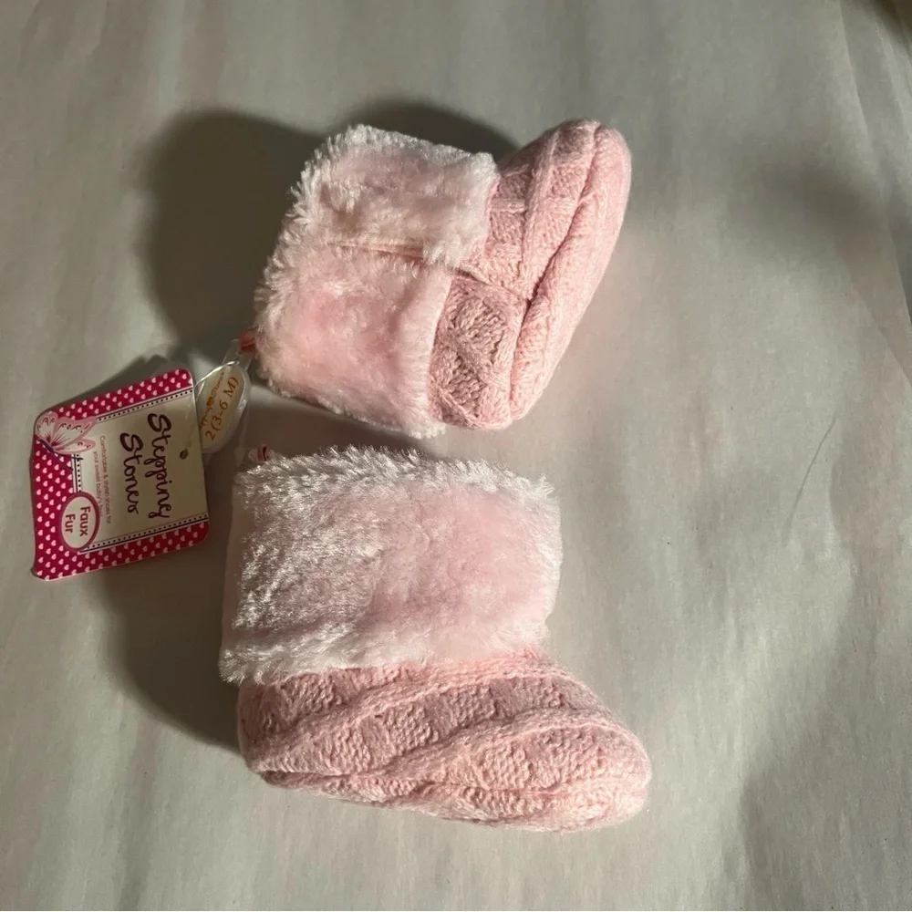 NWT‎ Stepping Stones First Step Infant Pink Fashion Boots Size 2( 3-6 Months)